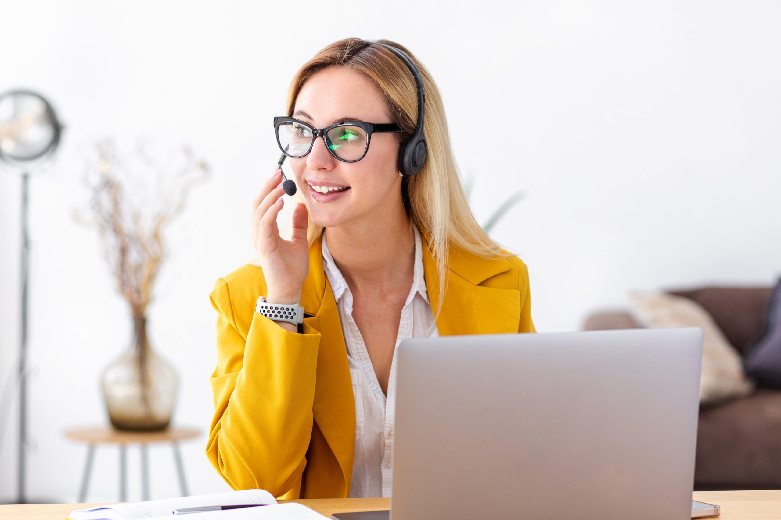 Young woman virtual receptionist