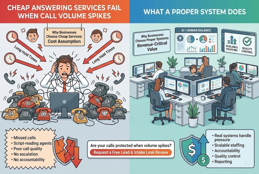 Why Cheap Answering Services Fail When Call Volume Spikes
